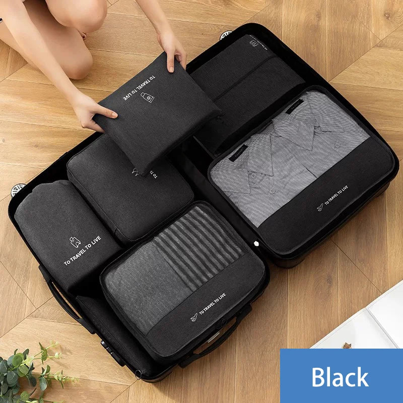 7-Piece Travel Organizer Set — Suitcase Storage Bags for Clothes and Accessories