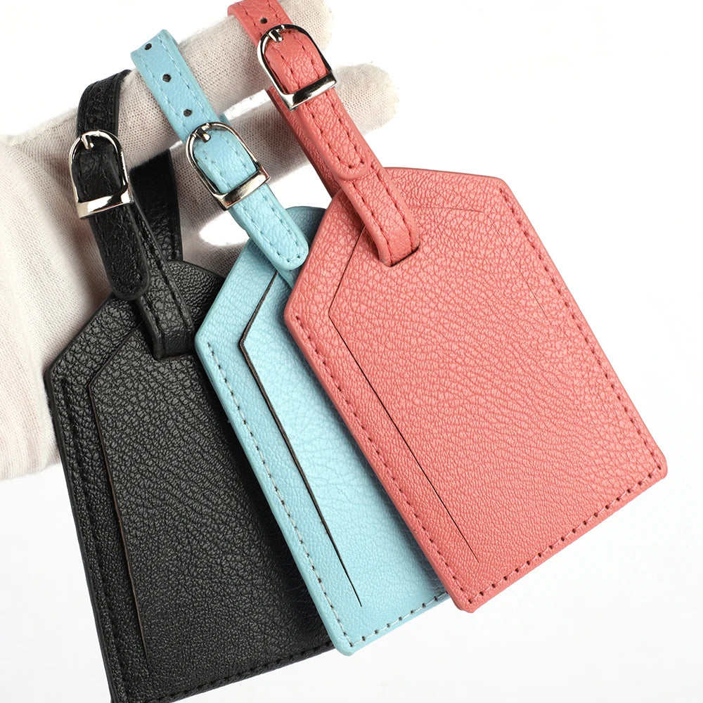 FASHIONS KZ PU Leather Luggage Tag — Personalized Suitcase ID Label