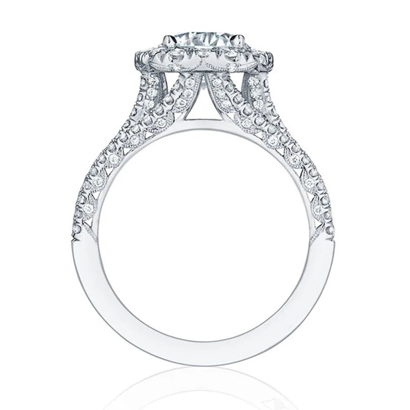 Huitan Cubic Zirconia Engagement Ring — Elegant Geometric Wedding Band