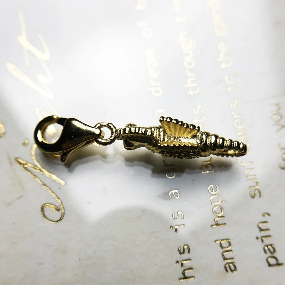 Thaddaeus Gold Plated Seahorse Charm — 925 Sterling Silver Dangle Pendant