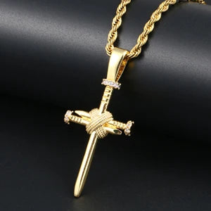 ICEOUTBOX Rotatable Cross Pendant — Hip Hop Cubic Zirconia Necklace