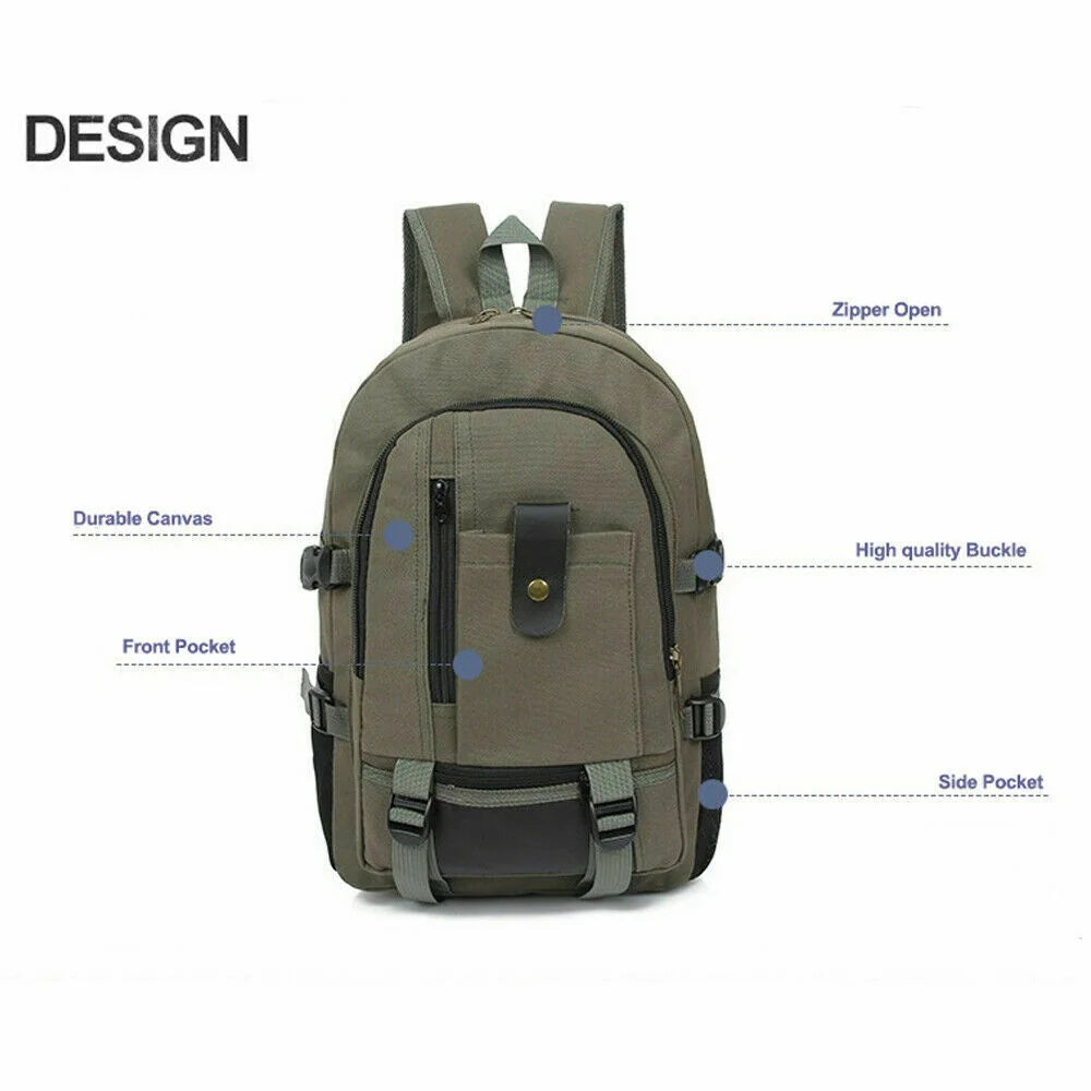 Canvas Travel Backpack — Large Capacity Outdoor Daypack for Hiking