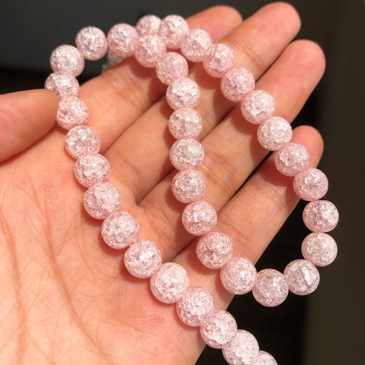 White Cracked Crystal Beads — Round Loose Spacer Beads for DIY Jewelry
