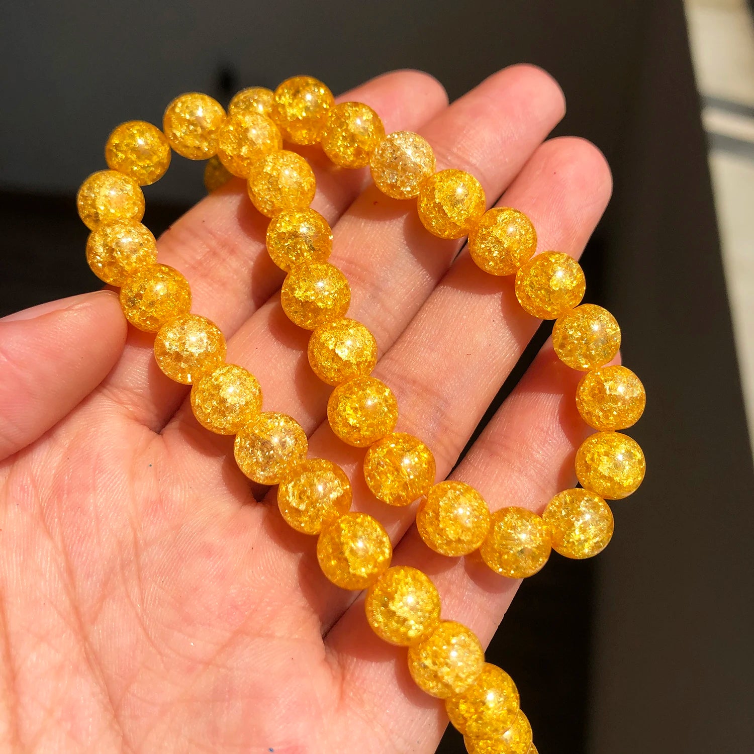 White Cracked Crystal Beads — Round Loose Spacer Beads for DIY Jewelry