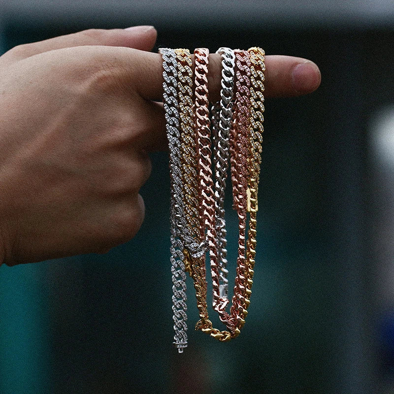 ICEOUTBOX Iced Out Cuban Link Chain — Bling Rhinestone Hip Hop Jewelry