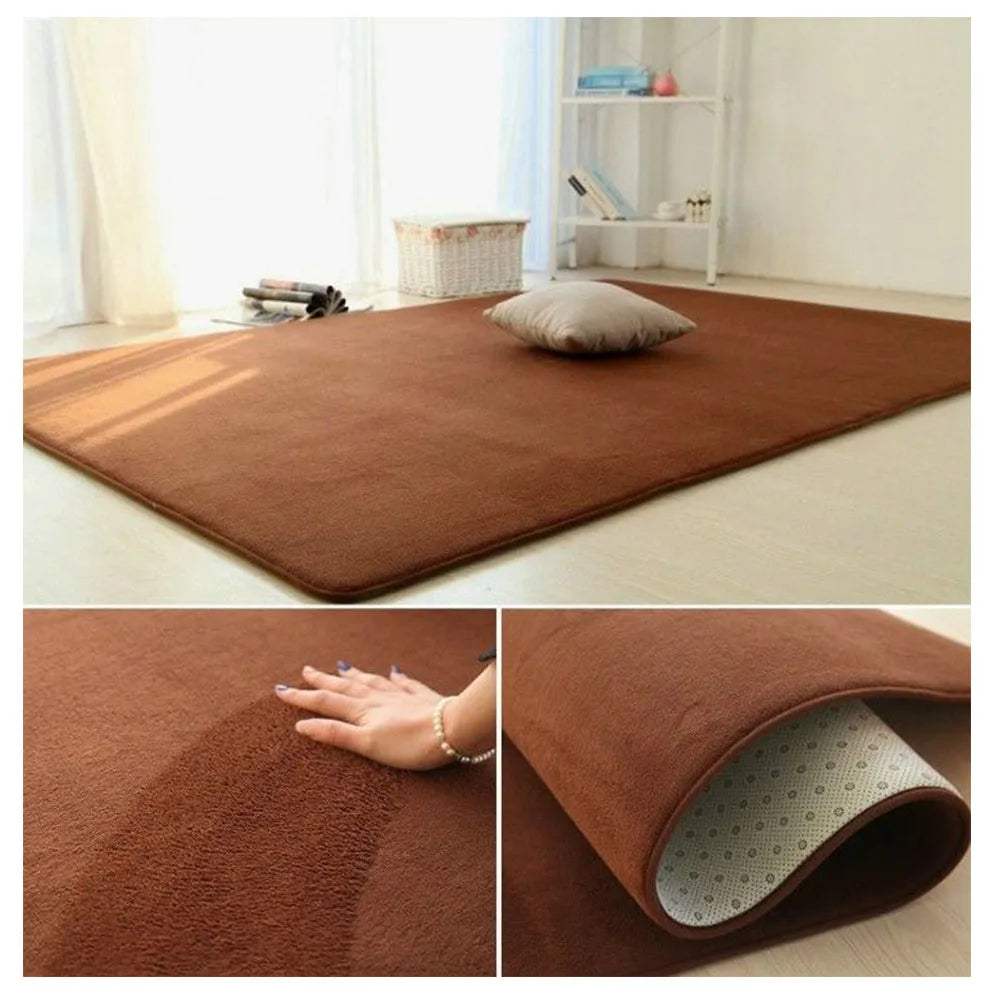 Plush Velvet Area Rug — Soft Non-Slip Fluffy Floor Mat for Home Decor