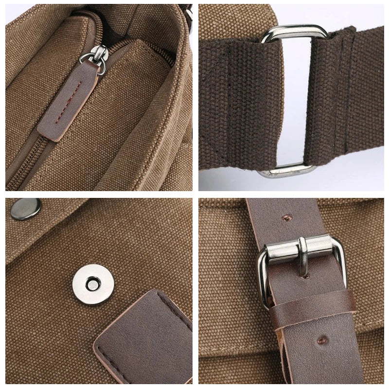 TOURISTGEAR Men's Canvas Messenger Bag — Vintage Crossbody Shoulder Bag