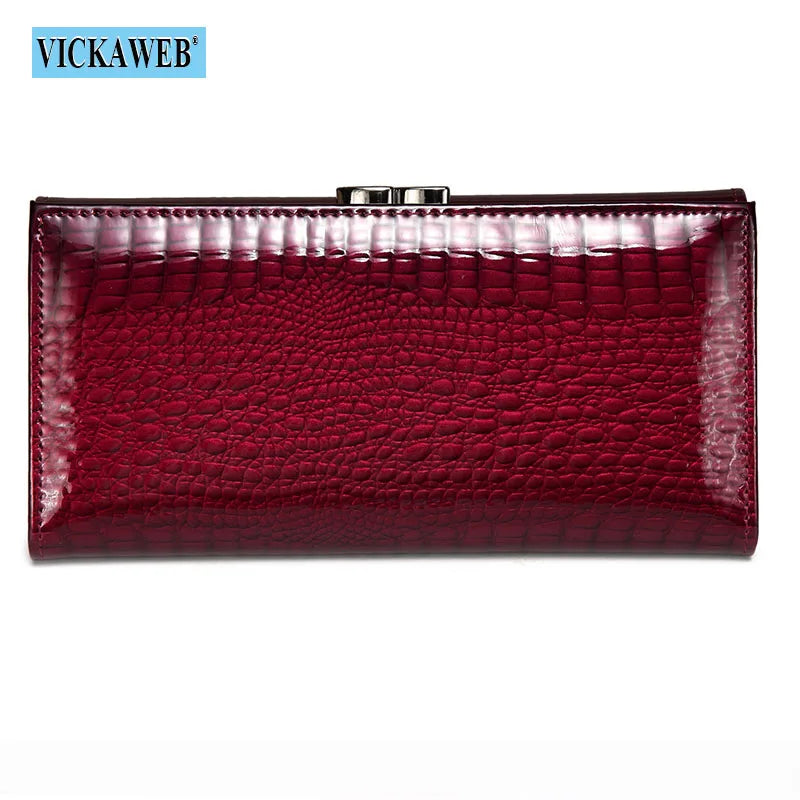 VICKAWEB Genuine Leather Alligator Pattern Wallet — Long Multifunctional Clutch