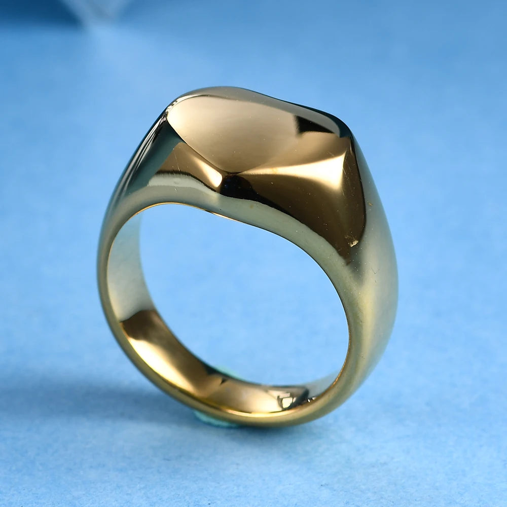 VQYSKO Heart Shaped Wedding Rings — Gold Plated Stainless Steel Jewelry