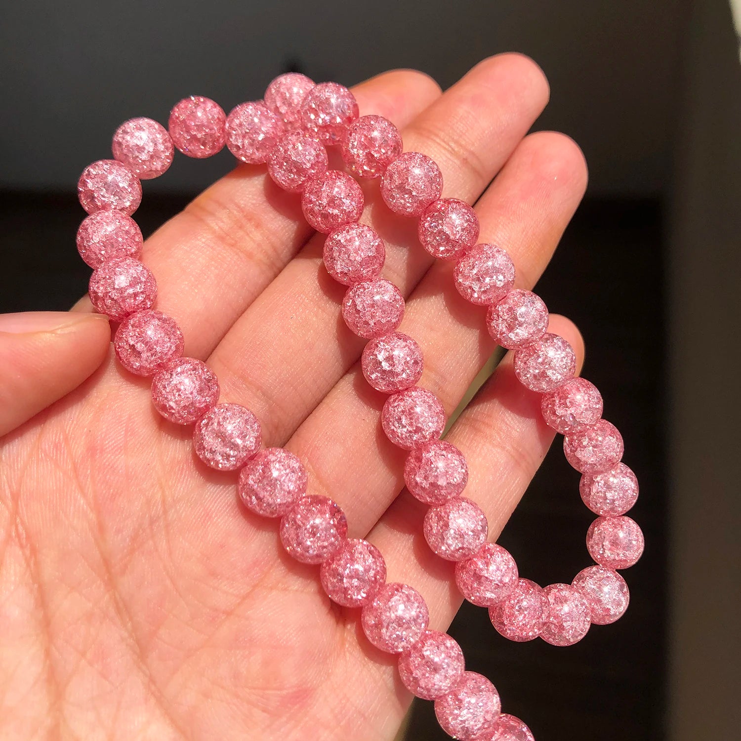 White Cracked Crystal Beads — Round Loose Spacer Beads for DIY Jewelry