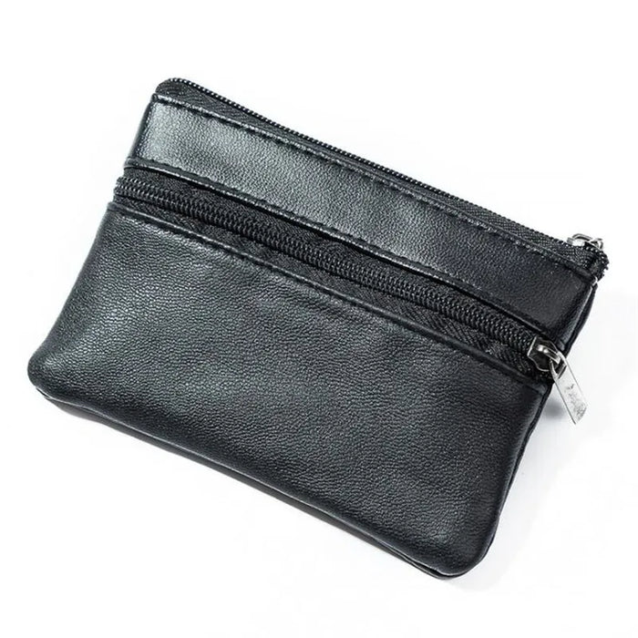 Black PU Leather Mini Wallet — Compact Multi-Function Coin Purse & Card Holder