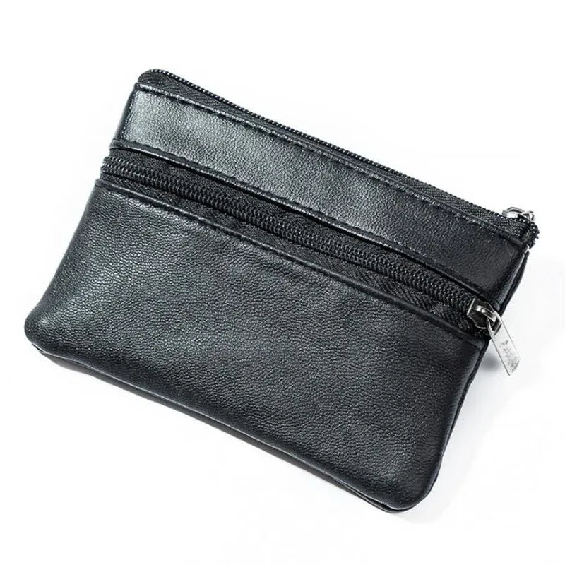 Black PU Leather Mini Wallet — Compact Multi-Function Coin Purse & Card Holder