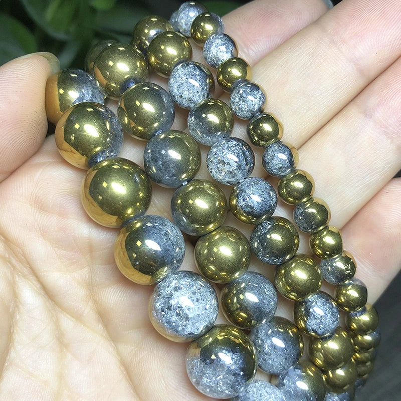 White Cracked Crystal Beads — Round Loose Spacer Beads for DIY Jewelry