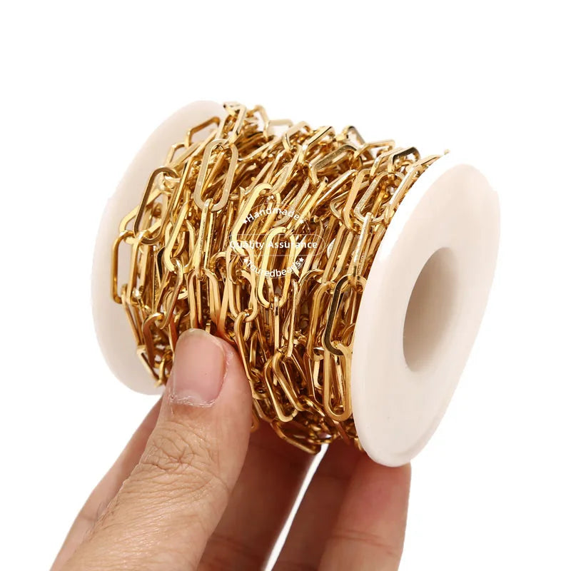 Stainless Steel Paperclip Chain — 6.5mm Flat Oval Cable for Jewelry Making