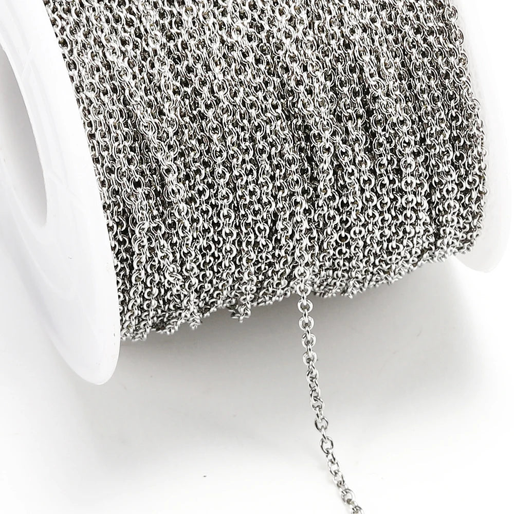 MINGXUAN Stainless Steel O Shape Link Chain — 10M Roll for DIY Jewelry Making