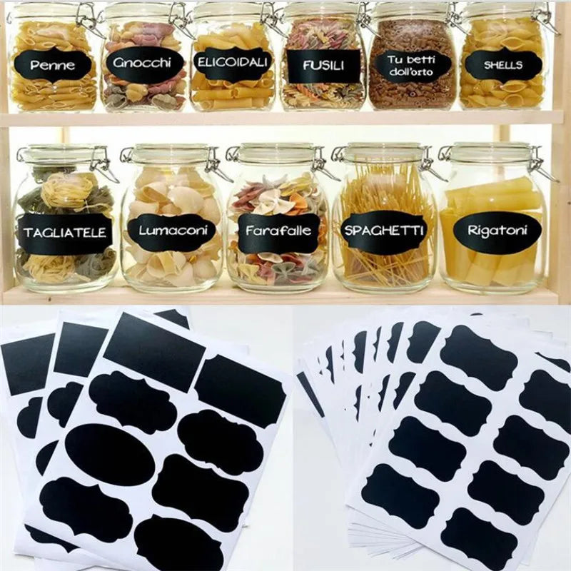 Chalkboard Kitchen Jar Labels — 48-Piece Set for Spice & Food Storage