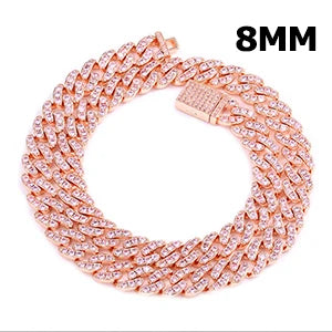 ICEOUTBOX Iced Out Cuban Link Chain — Bling Rhinestone Hip Hop Jewelry