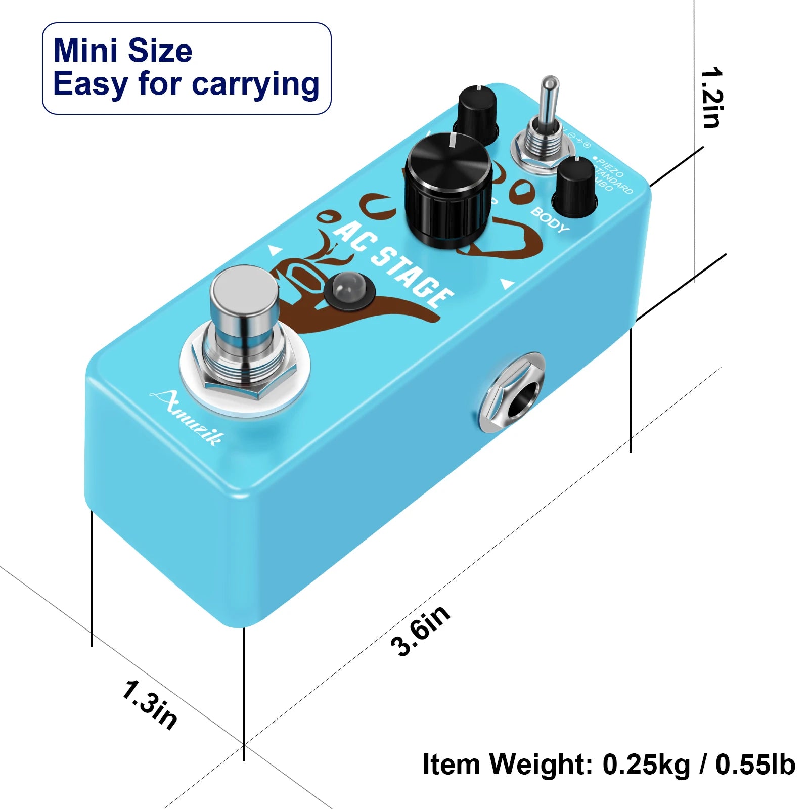 Rowin Acoustic Simulator Guitar Effect Pedal — Analog AC Stage Pedal