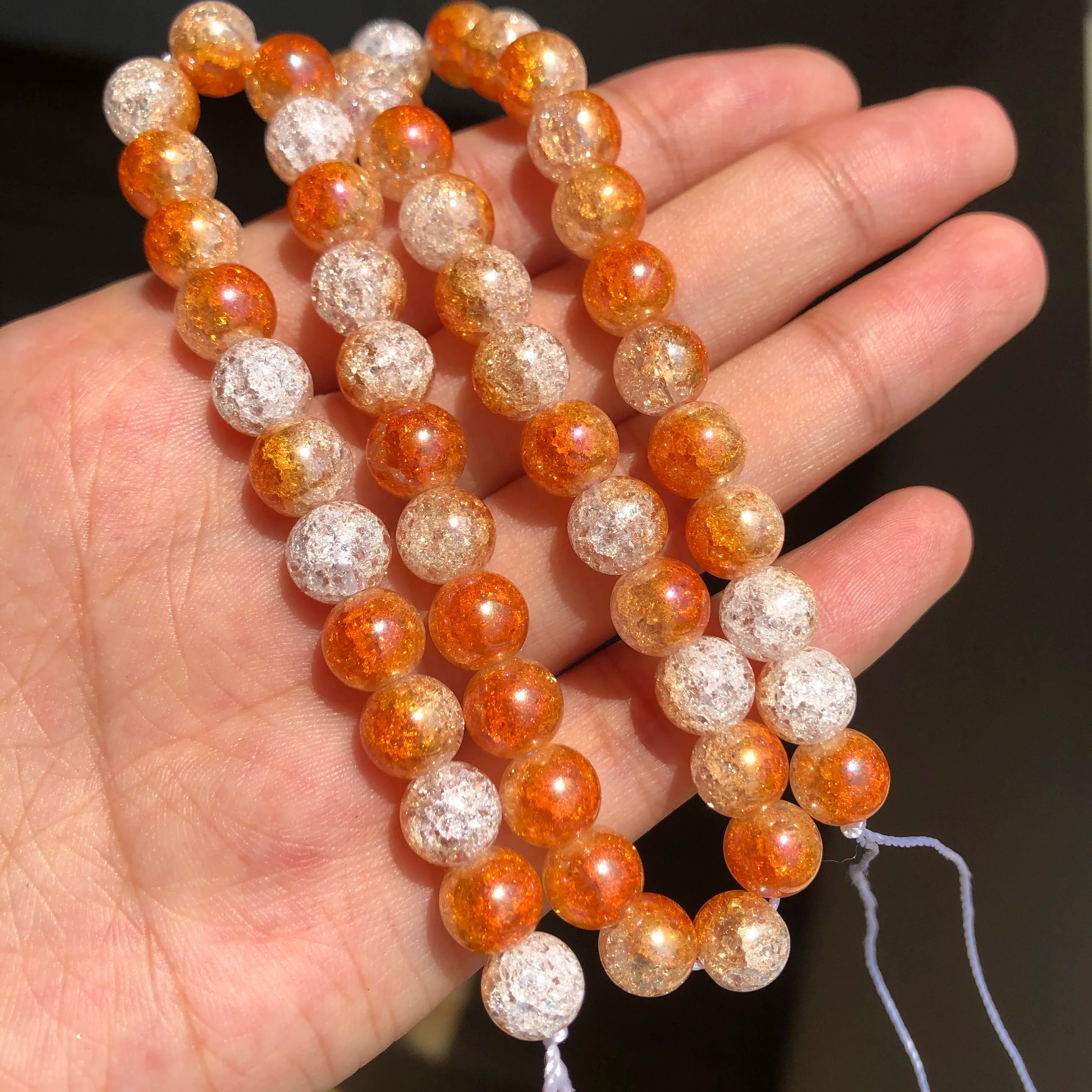 White Cracked Crystal Beads — Round Loose Spacer Beads for DIY Jewelry