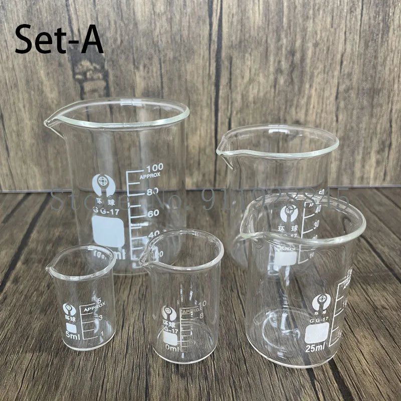 Borosilicate Glass Beaker Set — Heat-Resistant Laboratory Measuring Cups