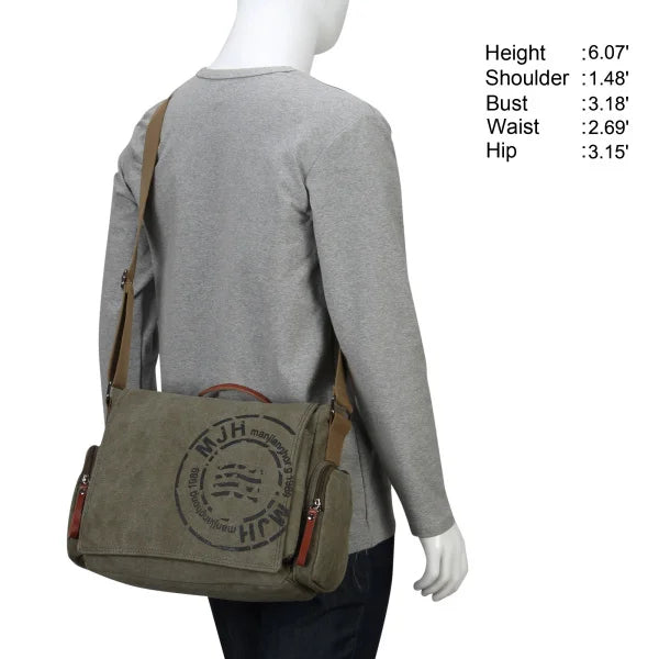 LANGSEN Men's Canvas Messenger Bag — Vintage Crossbody Travel Handbag
