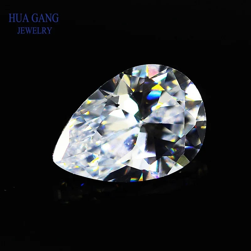 Pear Shape Cubic Zirconia Loose Stones — Brilliant Cut Synthetic Gems for Jewelry Making