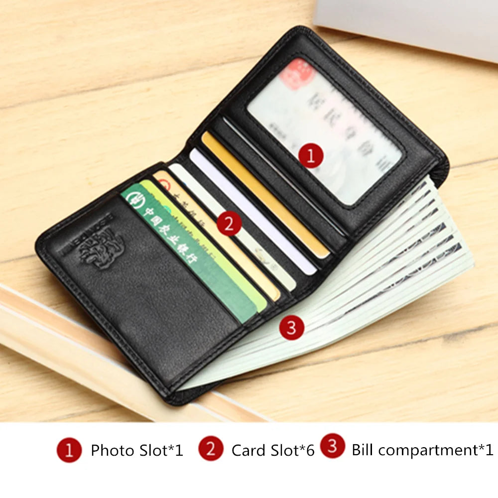 BISON DENIM Genuine Leather Wallet — Slim Men's Card Holder & Mini Purse