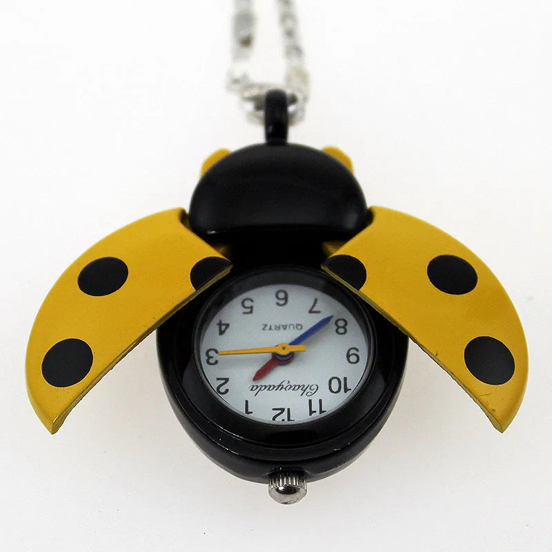 CYD CHAOYADA Ladybug Pendant Watch — Elegant Quartz Necklace Fob