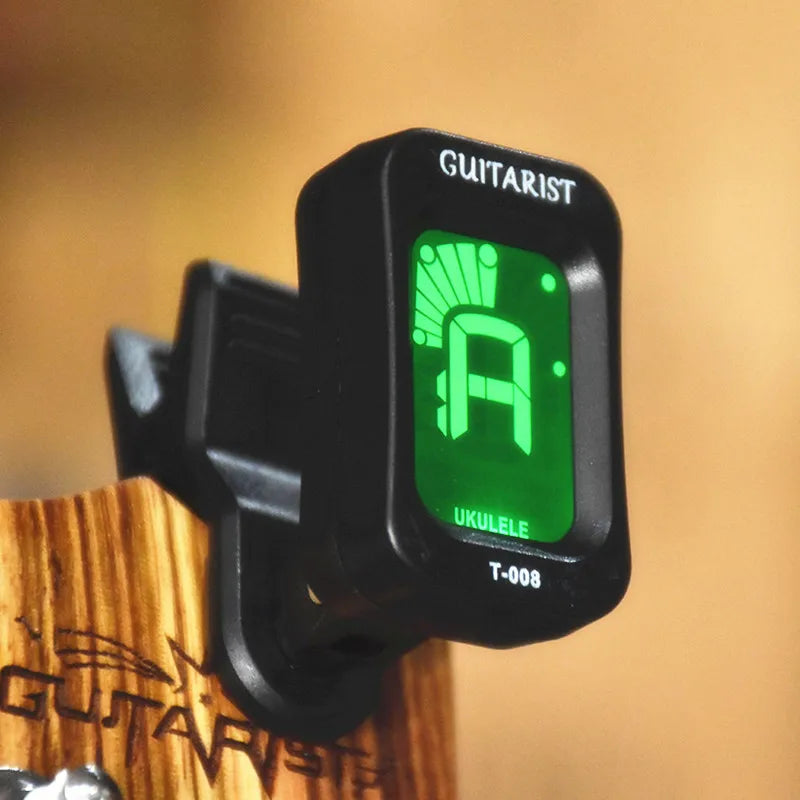 Digital Clip-On Musical Instrument Tuner — Chromatic LCD for Guitar and Ukulele
