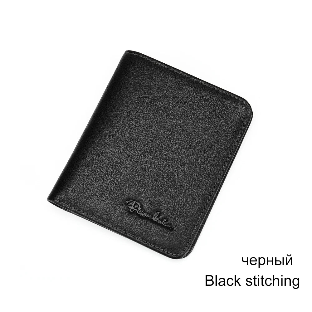 BISON DENIM Genuine Leather Wallet — Slim Men's Card Holder & Mini Purse