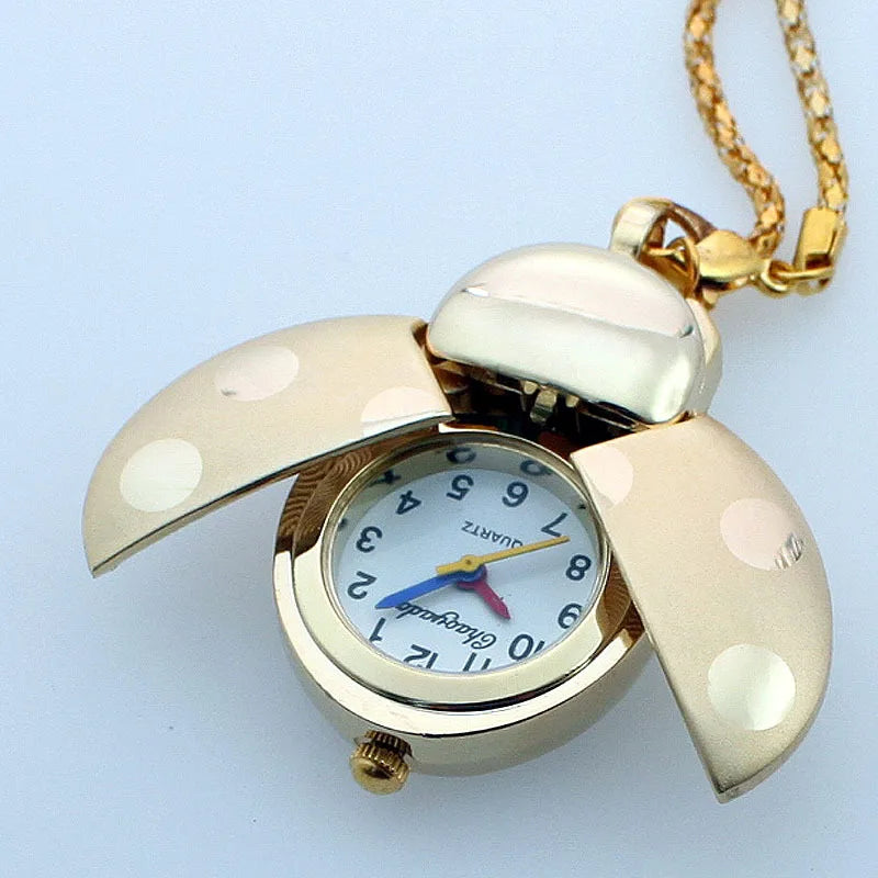 CYD CHAOYADA Ladybug Pendant Watch — Elegant Quartz Necklace Fob