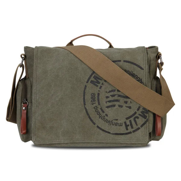 LANGSEN Men's Canvas Messenger Bag — Vintage Crossbody Travel Handbag
