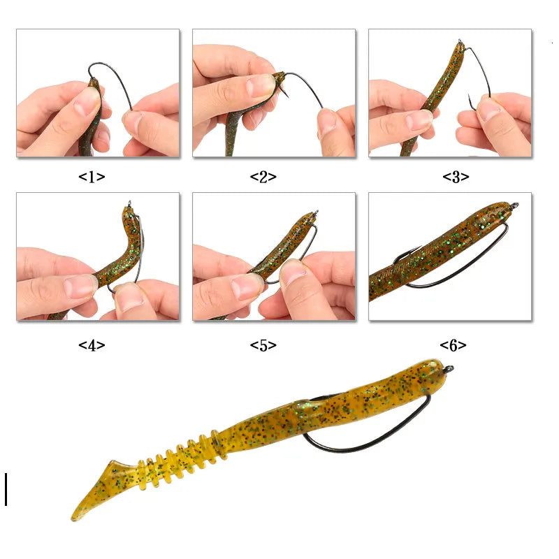 facifa Wide Gap Worm Fishing Hooks — High Carbon Steel Lures with Storage Box