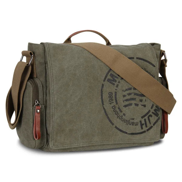 LANGSEN Men's Canvas Messenger Bag — Vintage Crossbody Travel Handbag
