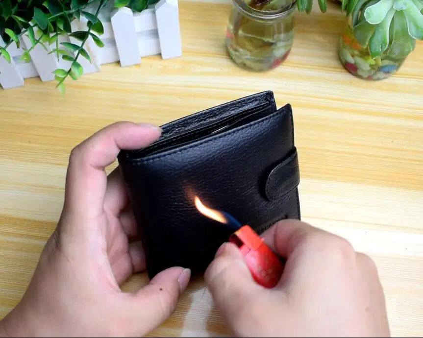Men's Genuine Cow Leather Wallet — Vintage Style Compact Bifold
