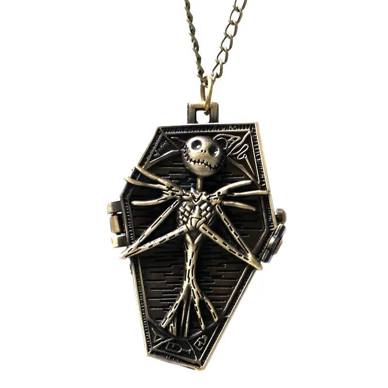 YISUYA Gothic Skull Pocket Watch — Vintage Quartz Pendant Necklace