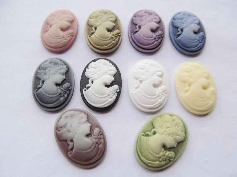 Oval Resin Cameo Charms — 20 Piece Flatback Jewelry Finding Set