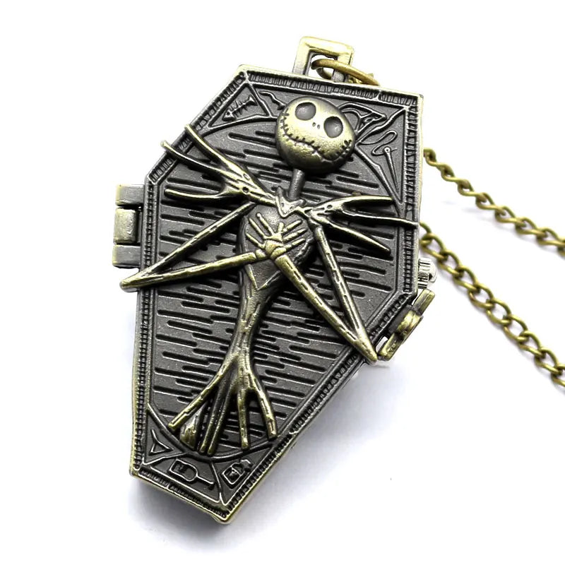 YISUYA Gothic Skull Pocket Watch — Vintage Quartz Pendant Necklace