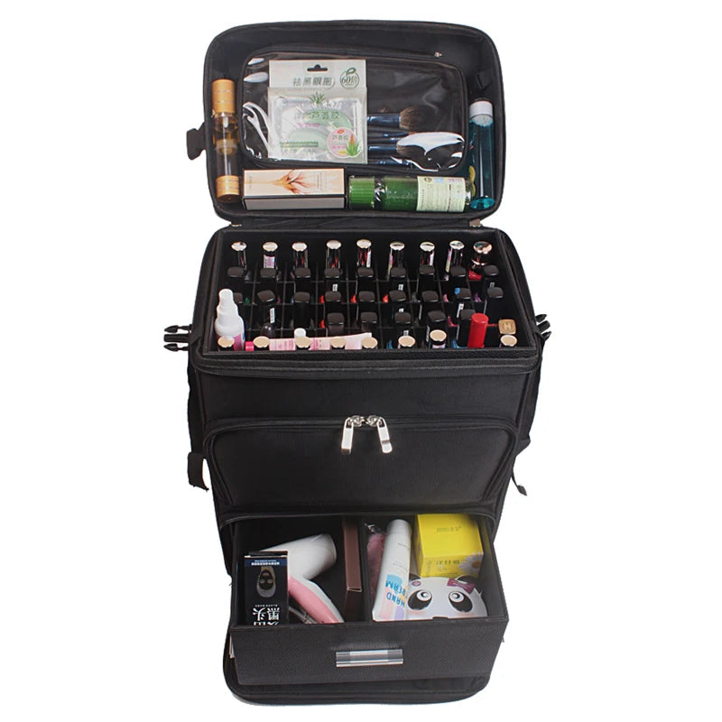 CARRYLOVE Rolling Cosmetic Case — Professional Makeup & Nail Art Trolley