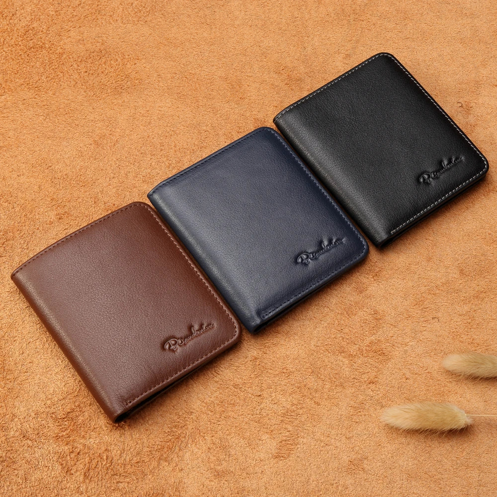 BISON DENIM Genuine Leather Wallet — Slim Men's Card Holder & Mini Purse