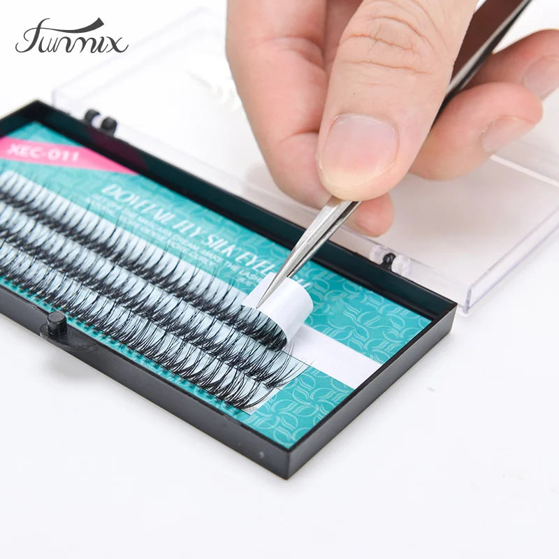 FUNMIX Silk False Eyelashes — 10D Handmade Lash Extensions, C Curl
