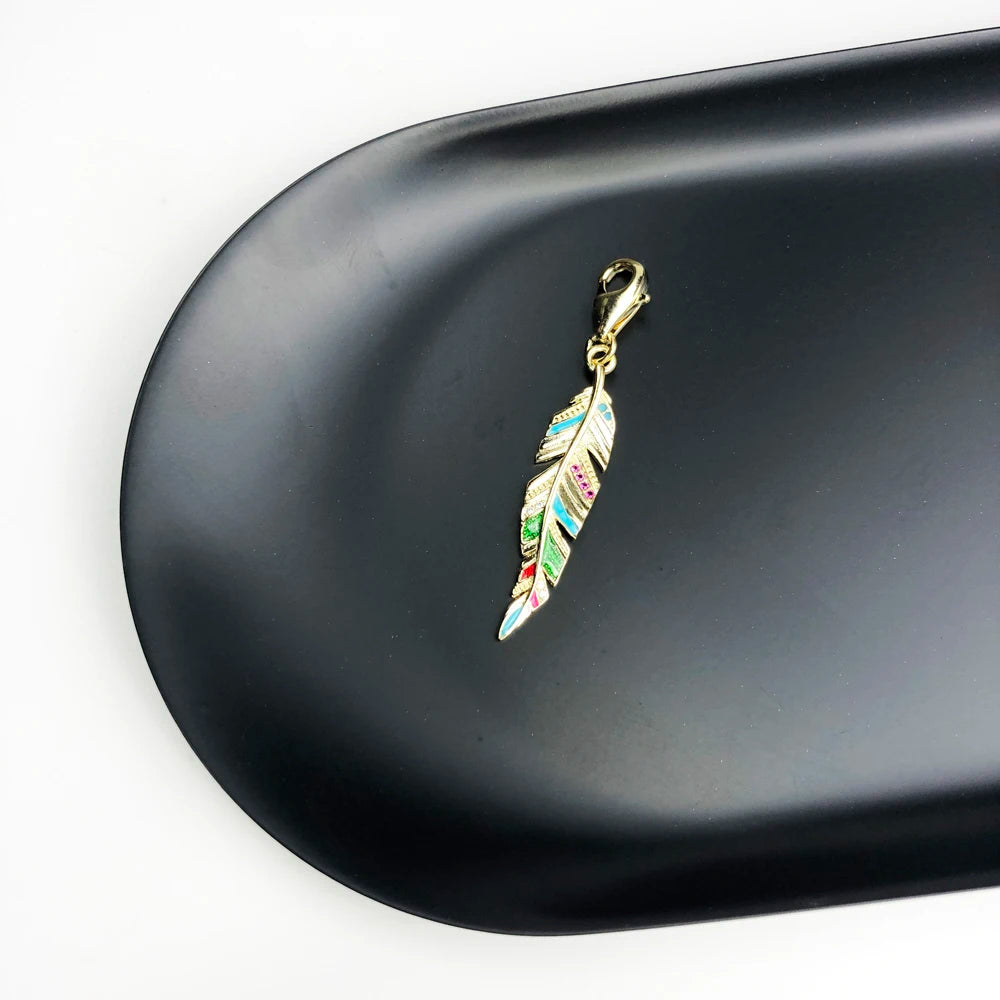 Thaddaeus Sterling Silver Feather Charm — Elegant Bohemia Style Pendant