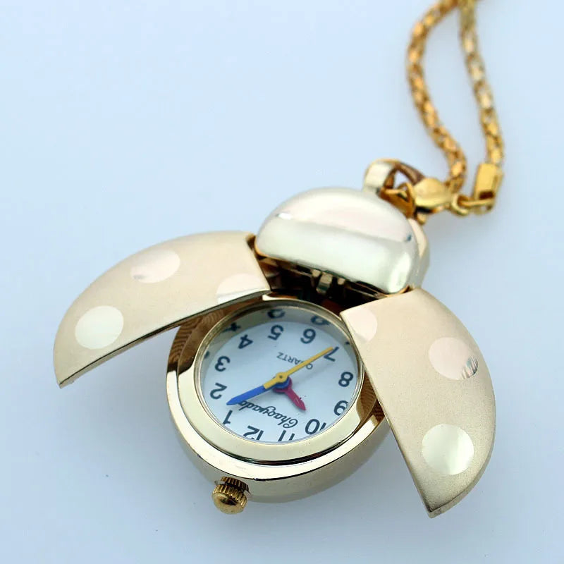 CYD CHAOYADA Ladybug Pendant Watch — Elegant Quartz Necklace Fob