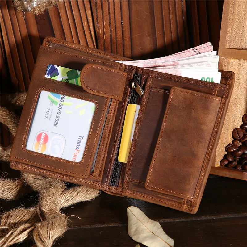 Neweekend Genuine Leather Men's Wallet — Compact Slim Card Holder & Coin Purse