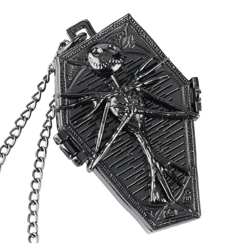 YISUYA Gothic Skull Pocket Watch — Vintage Quartz Pendant Necklace