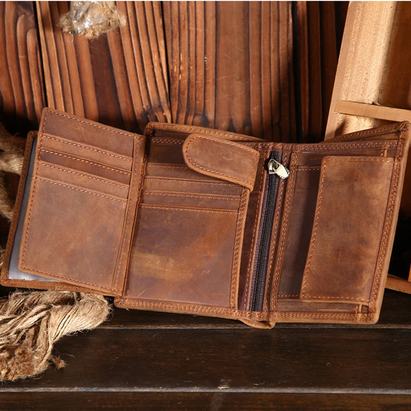 Neweekend Genuine Leather Men's Wallet — Compact Slim Card Holder & Coin Purse