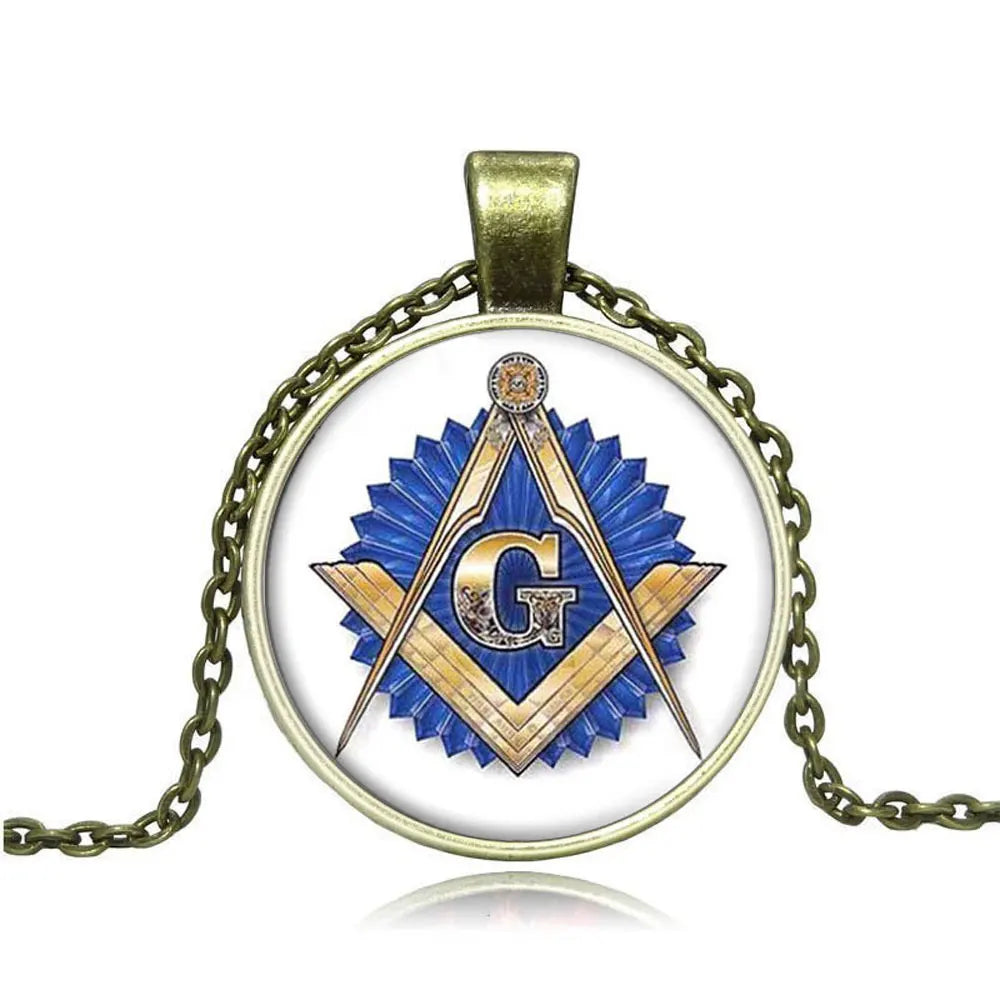 YISUYA Antique Quartz Pocket Watch Set — Square and Compass Design