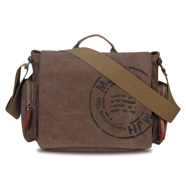 LANGSEN Men's Canvas Messenger Bag — Vintage Crossbody Travel Handbag