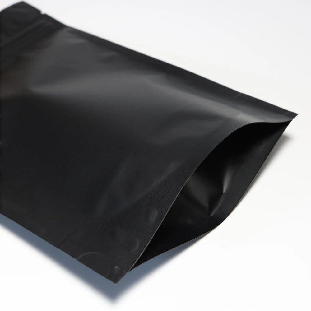 VoluPack Matte Black Mylar Bags — Smell Proof Stand Up Food Storage