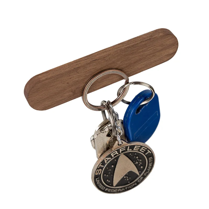 Wooden Magnetic Key Holder — Wall Mounted Storage Organizer with Hooks